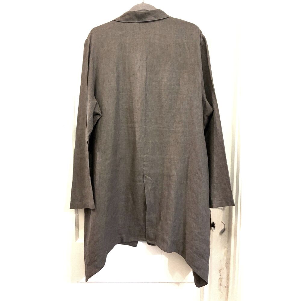 Bryn Walker Gray 100% Linen Long Button Caridgan Jacket Top  Women's One Size - Picture 6 of 10